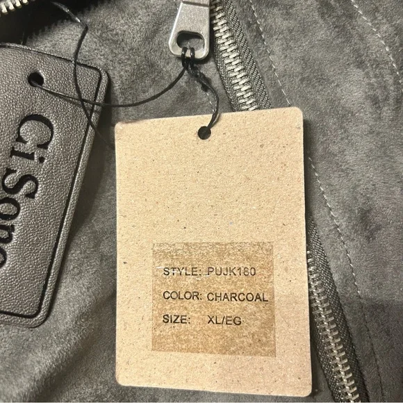 *NWT* Ci Sono by Cavalini Charcoal Gray Vegan Leather Moto Jacket, Size XL - Picture 10 of 10